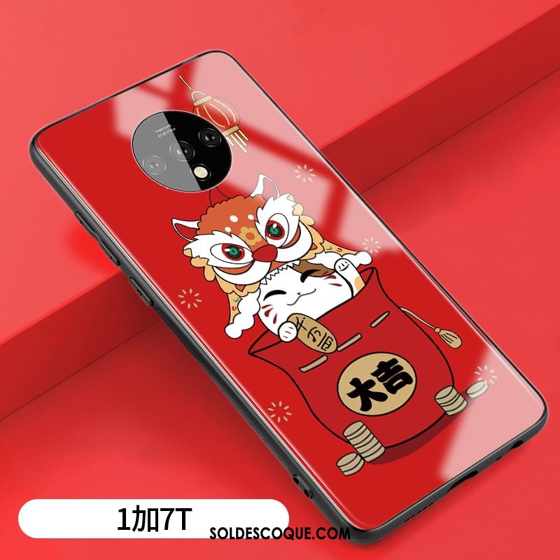 Coque Oneplus 7t Protection Dessin Animé Incassable Miroir Grand En Ligne