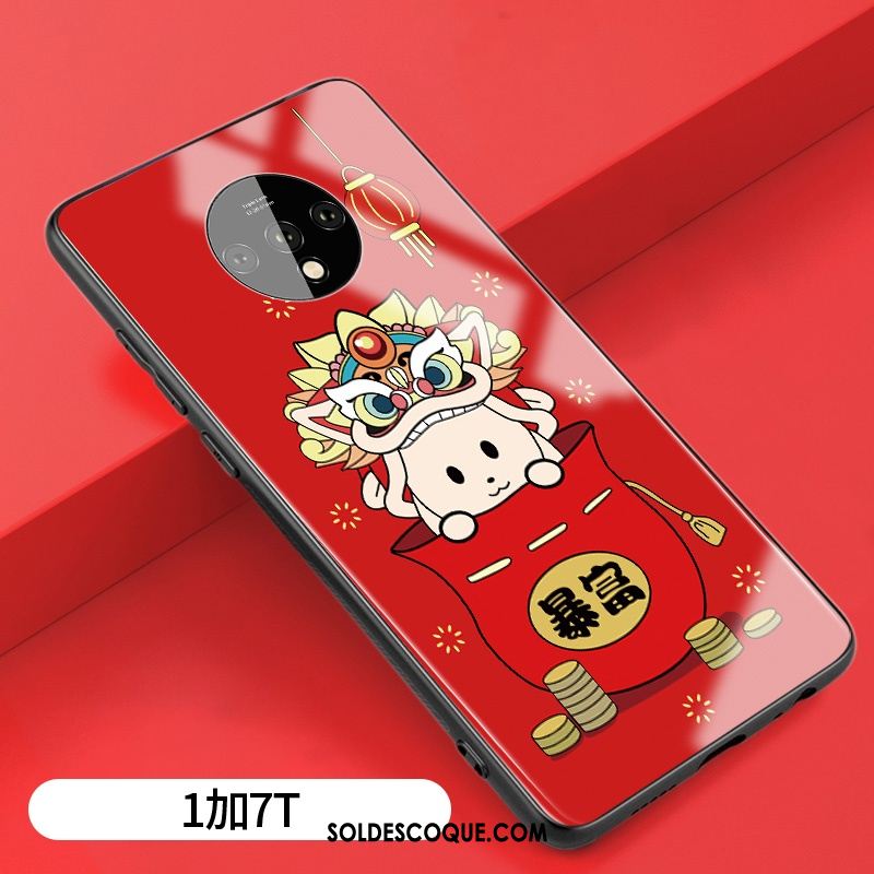 Coque Oneplus 7t Protection Dessin Animé Incassable Miroir Grand En Ligne