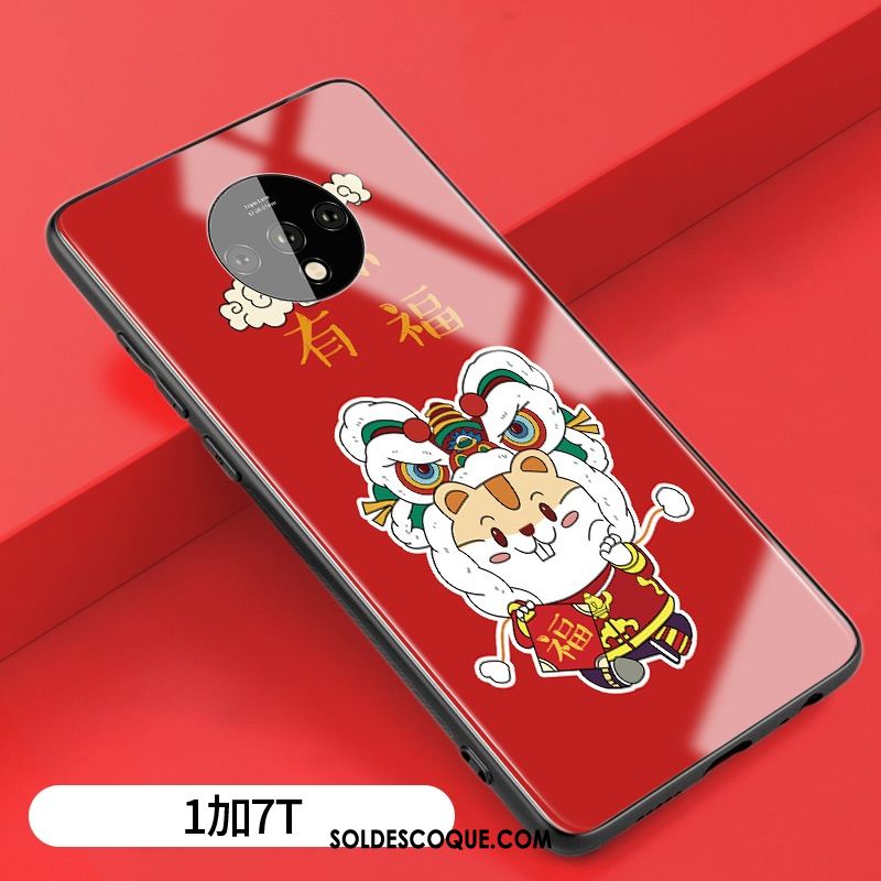 Coque Oneplus 7t Protection Dessin Animé Incassable Miroir Grand En Ligne