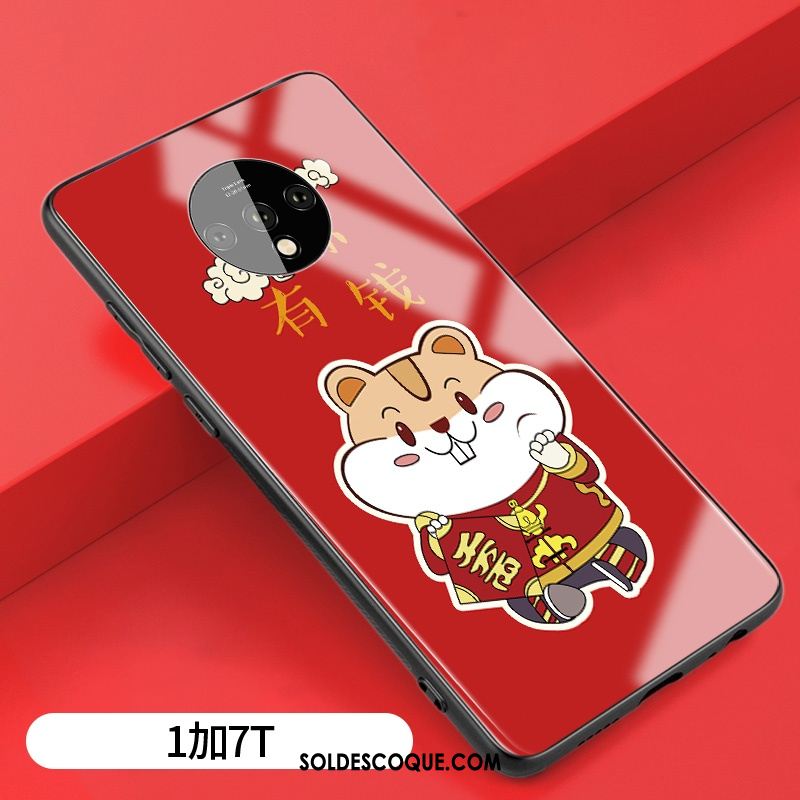 Coque Oneplus 7t Protection Dessin Animé Incassable Miroir Grand En Ligne