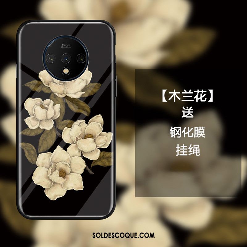 Coque Oneplus 7t Protection Fleur Luxe Mode Bois Soldes