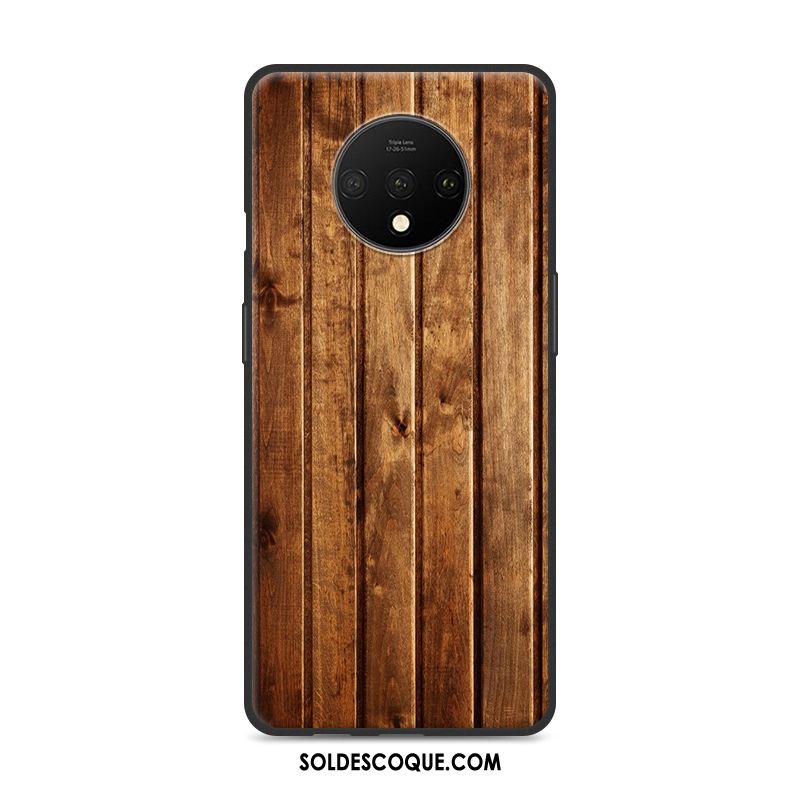 Coque Oneplus 7t Protection Gris Fluide Doux Grain De Bois Personnalité Pas Cher