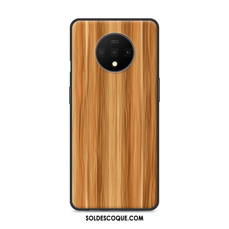 Coque Oneplus 7t Protection Gris Fluide Doux Grain De Bois Personnalité Pas Cher