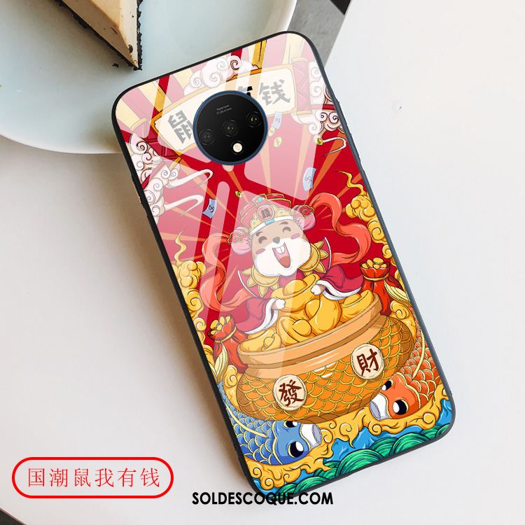 Coque Oneplus 7t Téléphone Portable Charmant Style Chinois Rouge Net Rouge Pas Cher