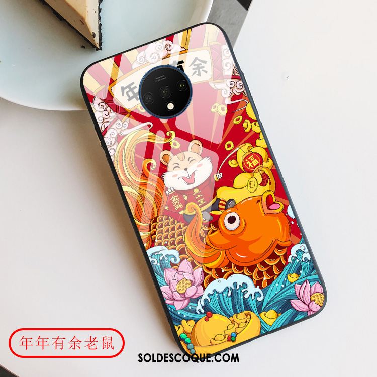 Coque Oneplus 7t Téléphone Portable Charmant Style Chinois Rouge Net Rouge Pas Cher