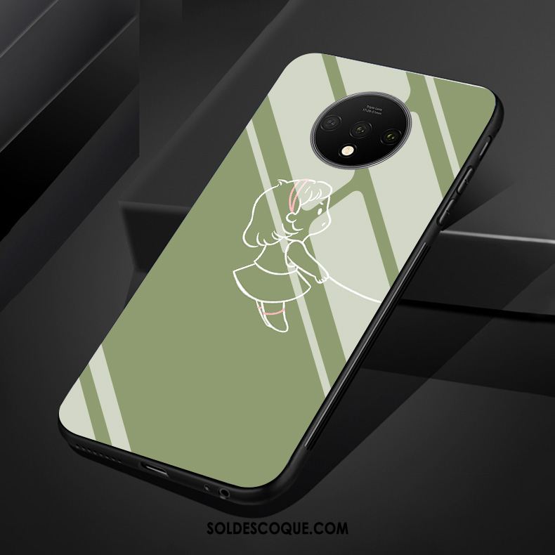 Coque Oneplus 7t Vert Téléphone Portable Verre Étui Silicone En Ligne