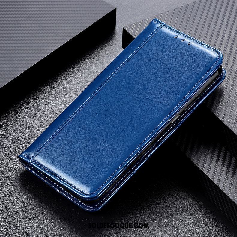 Coque Oneplus 8 Pro Carte Cuir Véritable Magnétisme Bleu Étui En Cuir En Vente