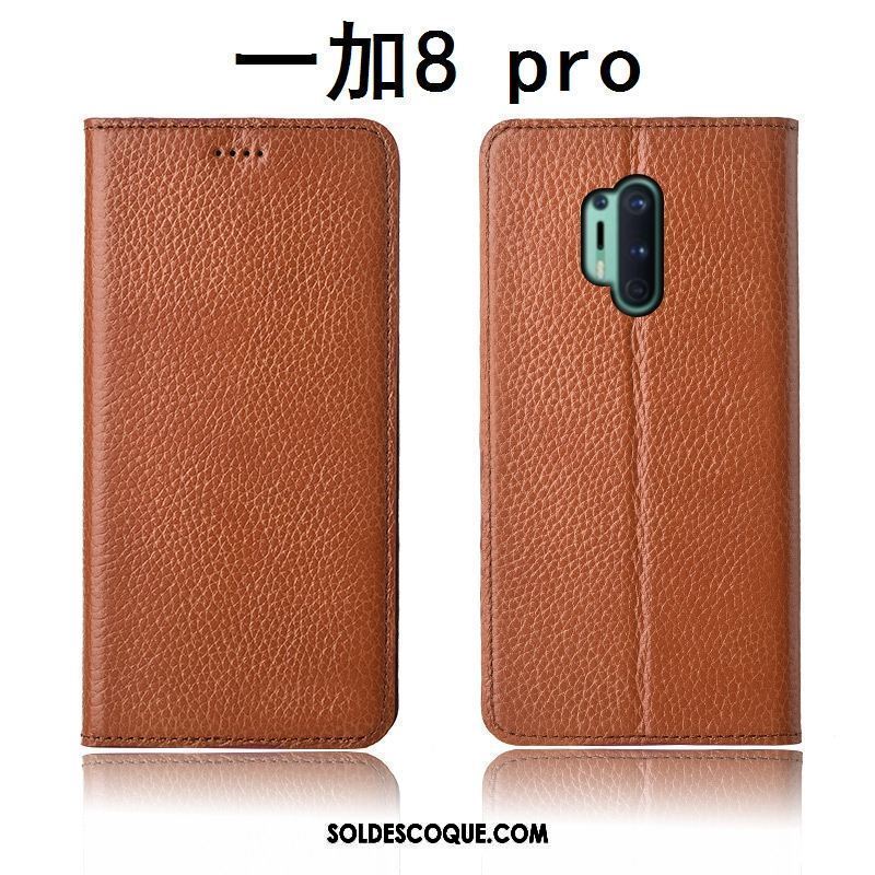 Coque Oneplus 8 Pro Clamshell Cuir Véritable Étui Incassable Étui En Cuir Housse Soldes