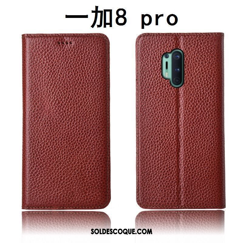 Coque Oneplus 8 Pro Clamshell Cuir Véritable Étui Incassable Étui En Cuir Housse Soldes