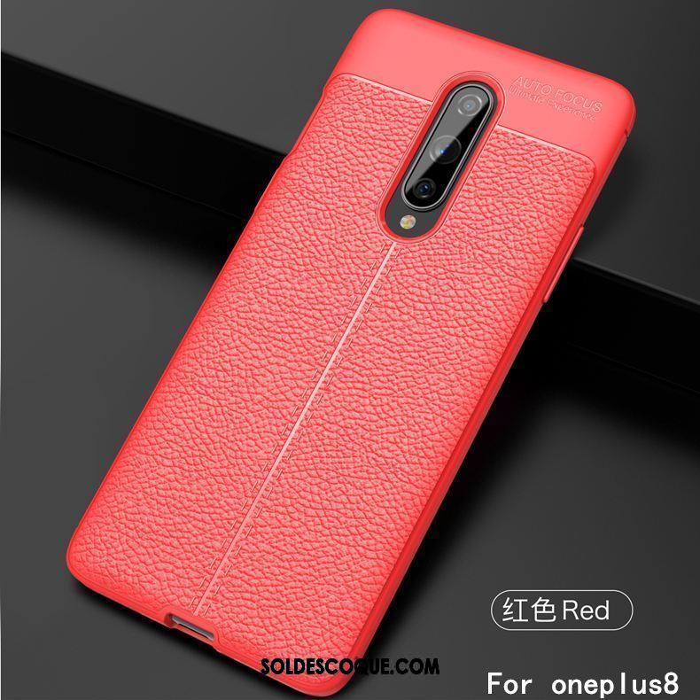 Coque Oneplus 8 Rouge Simple À Bord Luxe Cuir En Ligne