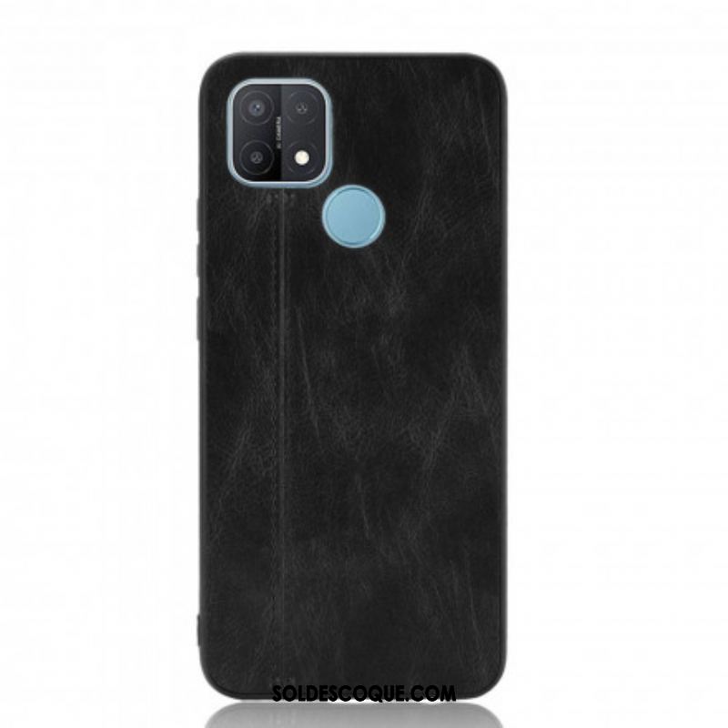 Coque Oppo A15 Effet Cuir Couture