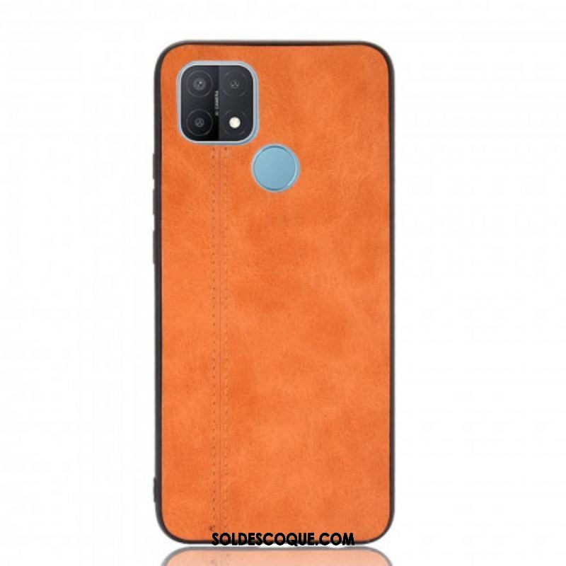 Coque Oppo A15 Effet Cuir Couture