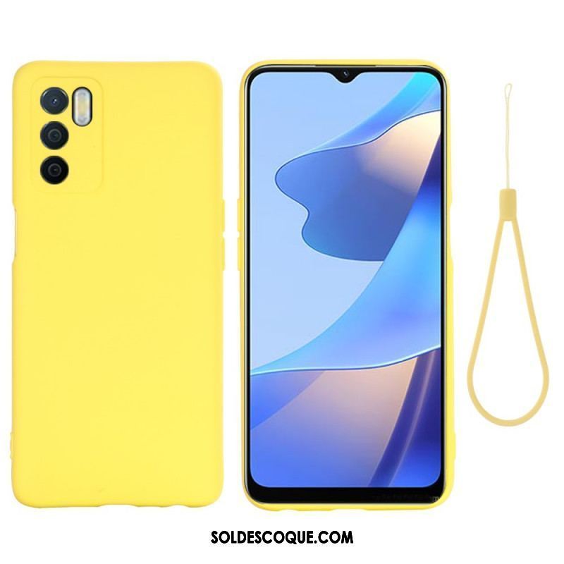 Coque Oppo A16 / A16s Silicone Liquide Avec Lanière