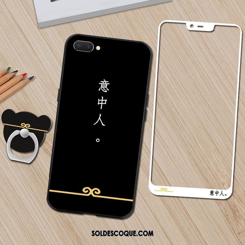 Coque Oppo A3s Fluide Doux Nouveau Noir Protection Incassable Pas Cher