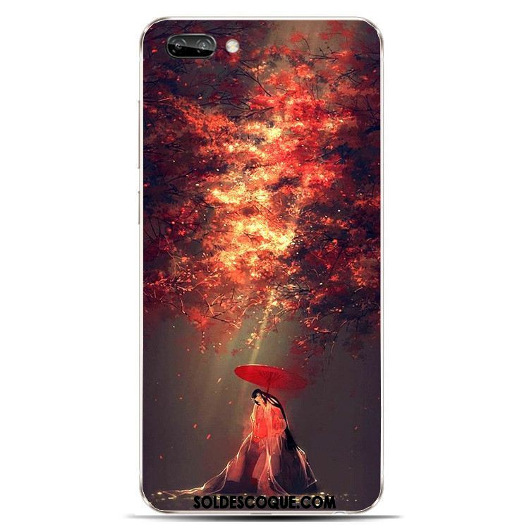 Coque Oppo A3s Fluide Doux Silicone Style Chinois Étui Rouge En Vente