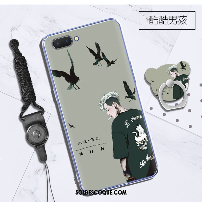 Coque Oppo A3s Incassable Fluide Doux Téléphone Portable Vert Ornements Suspendus Soldes