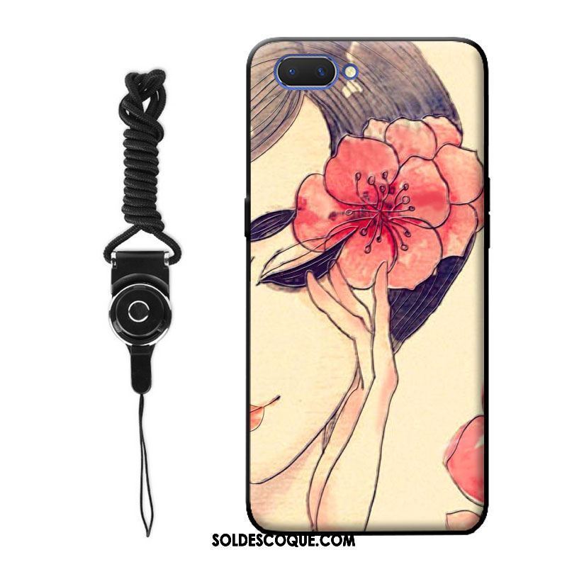 Coque Oppo A3s Rose Fluide Doux Tout Compris Protection Délavé En Daim Pas Cher