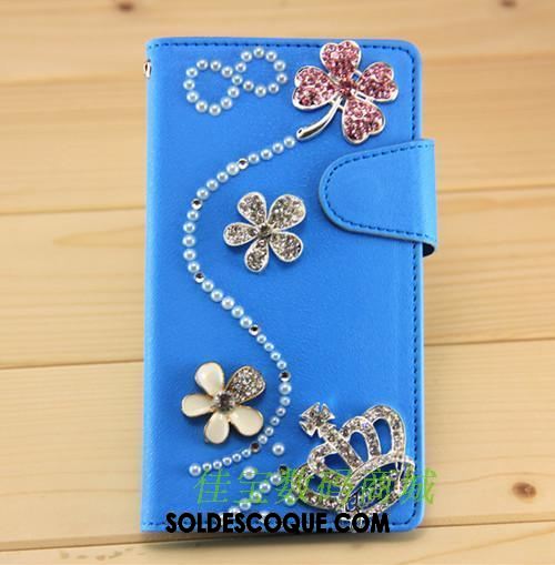 Coque Oppo A3s Sac Strass Bleu Étui Téléphone Portable Housse Soldes