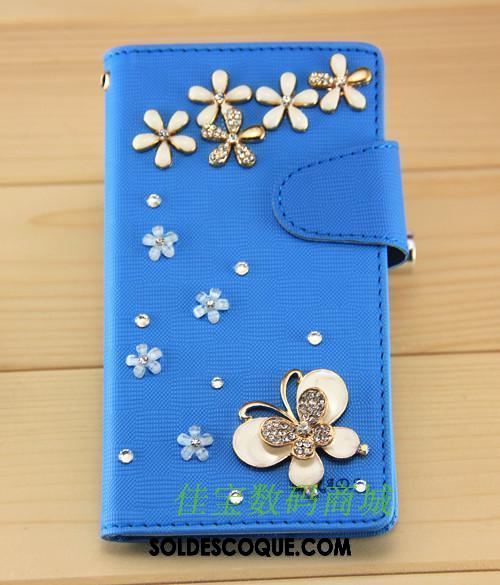 Coque Oppo A3s Sac Strass Bleu Étui Téléphone Portable Housse Soldes