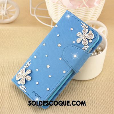 Coque Oppo A3s Sac Strass Bleu Étui Téléphone Portable Housse Soldes