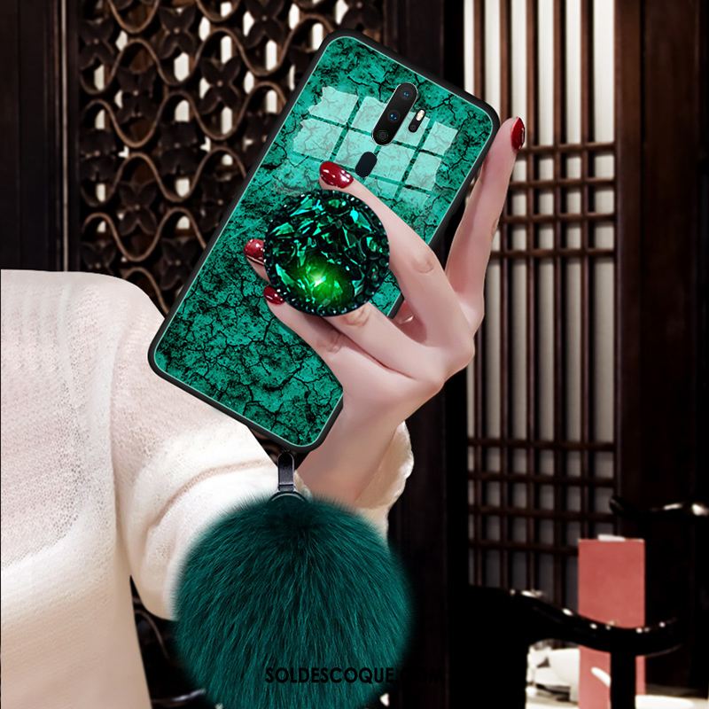 Coque Oppo A5 2020 Verre Étui Nouveau Vert Téléphone Portable Pas Cher