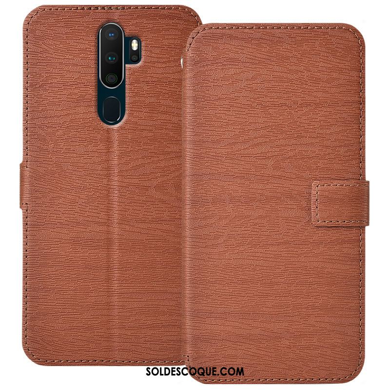 Coque Oppo A5 2020 Élégant Bleu Incassable Grain De Bois Téléphone Portable Pas Cher