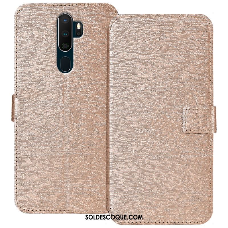 Coque Oppo A5 2020 Élégant Bleu Incassable Grain De Bois Téléphone Portable Pas Cher