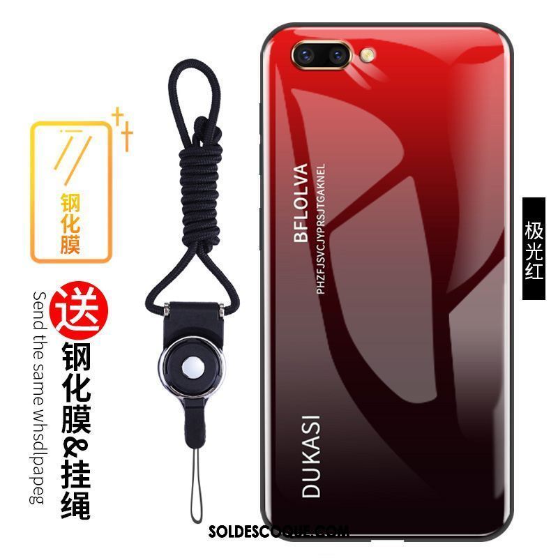 Coque Oppo A5 Créatif Délavé En Daim Miroir Protection Net Rouge Pas Cher