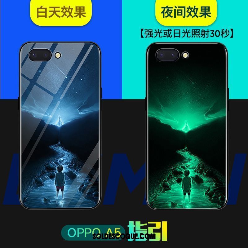 Coque Oppo A5 Créatif Net Rouge Incassable Couvercle Arrière Lumineuses En Vente