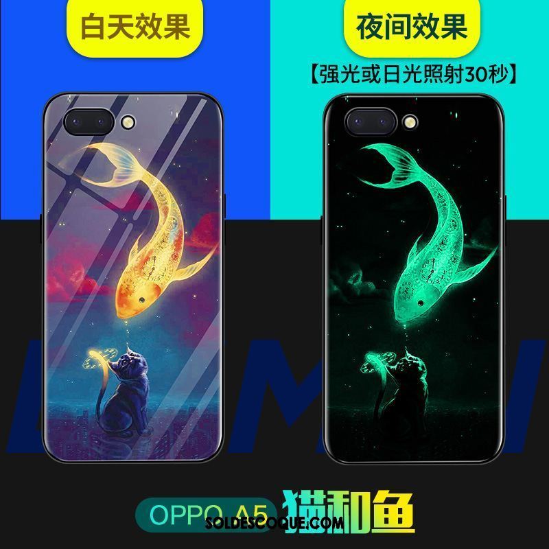 Coque Oppo A5 Créatif Net Rouge Incassable Couvercle Arrière Lumineuses En Vente