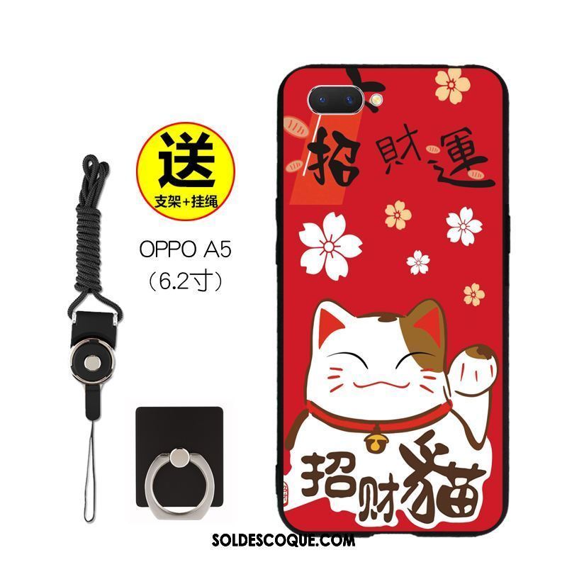 Coque Oppo A5 Délavé En Daim Net Rouge Téléphone Portable Tout Compris Dessin Animé Pas Cher