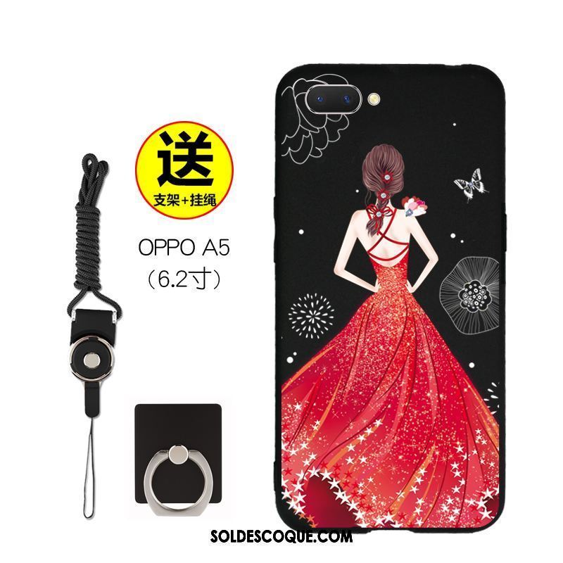 Coque Oppo A5 Délavé En Daim Net Rouge Téléphone Portable Tout Compris Dessin Animé Pas Cher