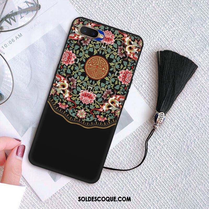 Coque Oppo A5 Fluide Doux Étui Vintage Créatif Noir Pas Cher