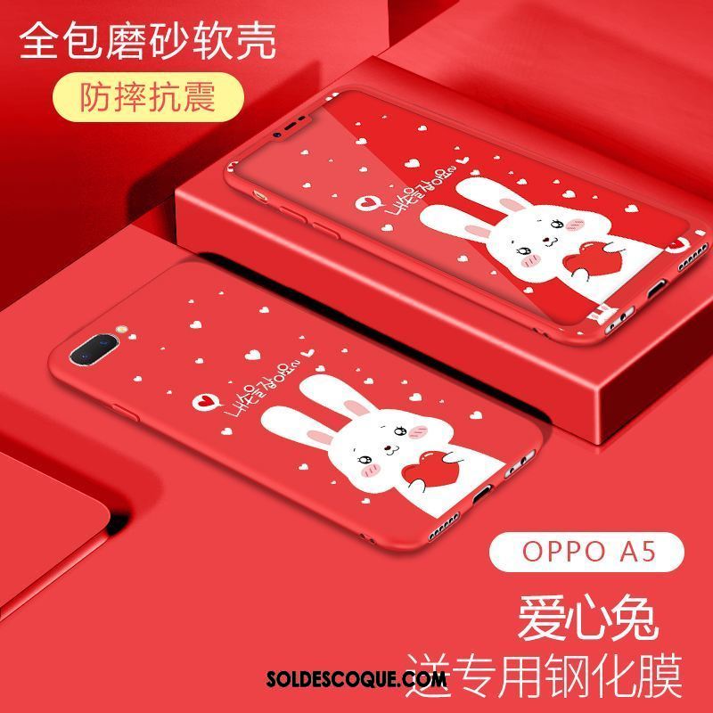 Coque Oppo A5 Net Rouge Fluide Doux Personnalité Rose Tendance En Ligne