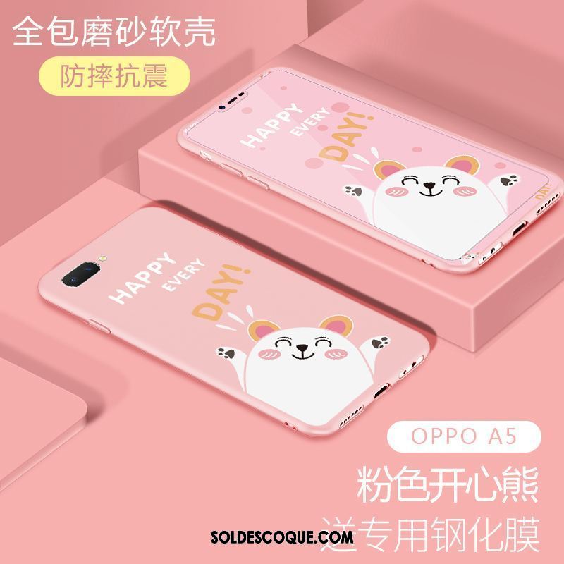 Coque Oppo A5 Net Rouge Fluide Doux Personnalité Rose Tendance En Ligne