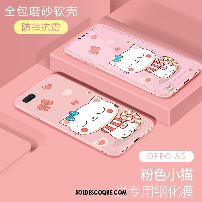 Coque Oppo A5 Net Rouge Fluide Doux Personnalité Rose Tendance En Ligne