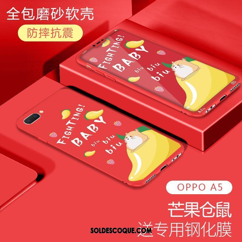 Coque Oppo A5 Net Rouge Fluide Doux Personnalité Rose Tendance En Ligne