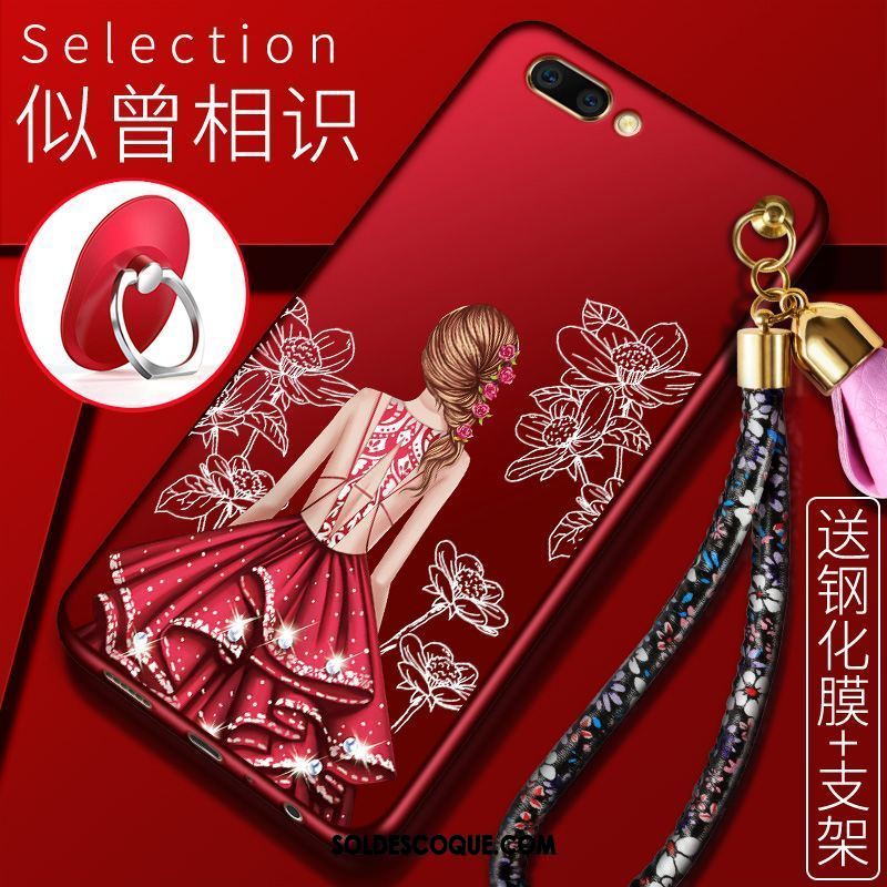 Coque Oppo A5 Silicone Délavé En Daim Rouge Personnalité Téléphone Portable France