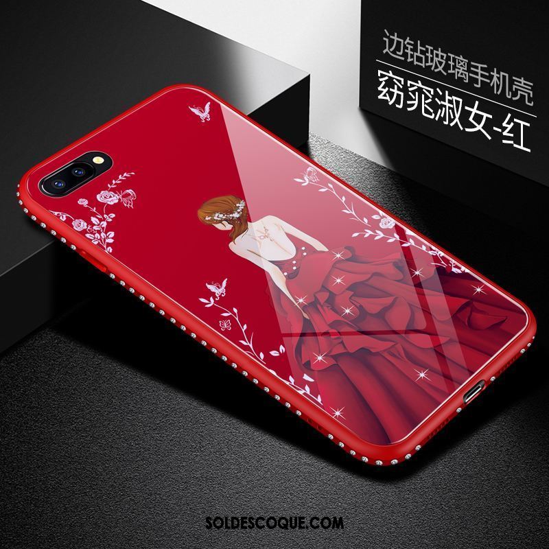 Coque Oppo A5 Tempérer Net Rouge Étui Tendance Nouveau Pas Cher