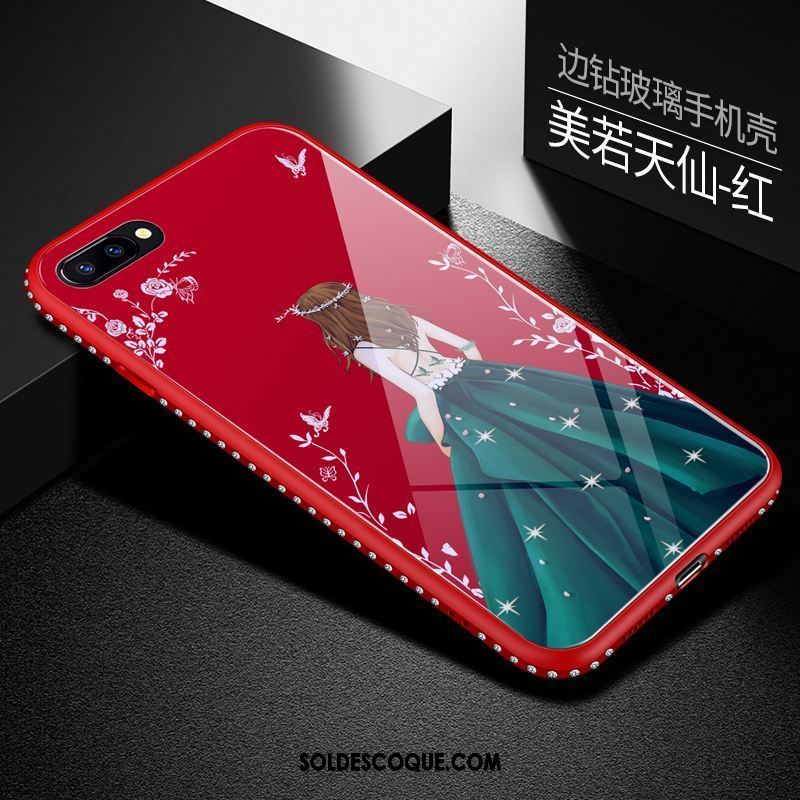 Coque Oppo A5 Tempérer Net Rouge Étui Tendance Nouveau Pas Cher