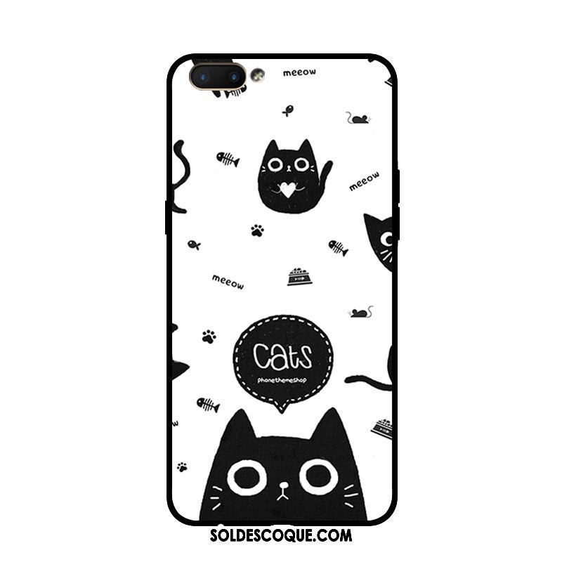 Coque Oppo A5 Téléphone Portable Fluide Doux Blanc Peinte À La Main Chat Housse Soldes