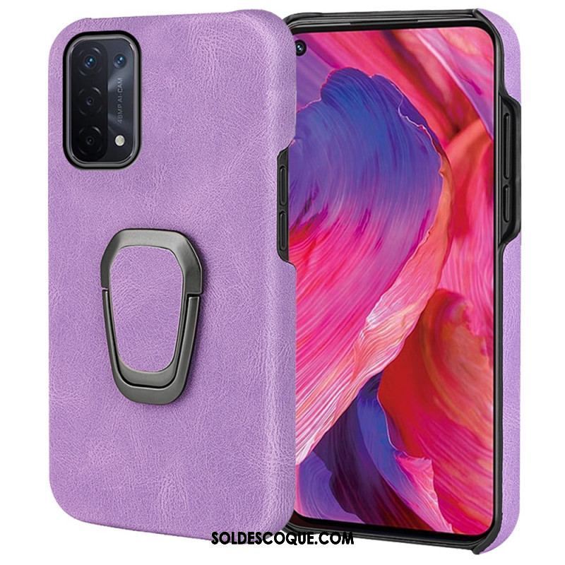 Coque Oppo A54 5G / A74 5G Effet Cuir Anneau-Support