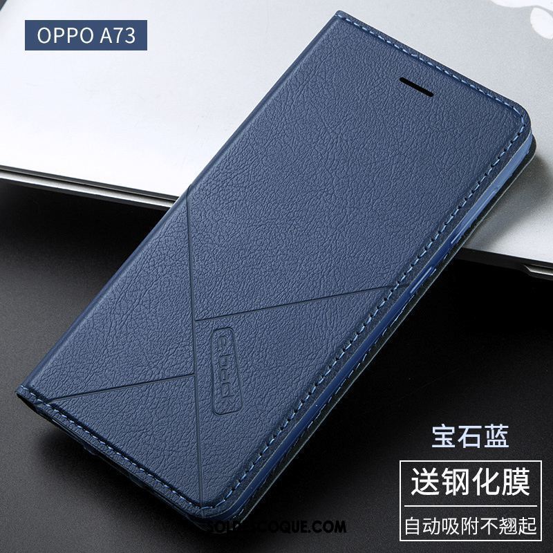 Coque Oppo A73 Noir Étui Incassable Étui En Cuir Protection Pas Cher