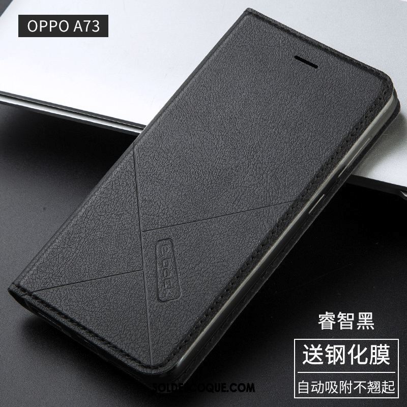 Coque Oppo A73 Noir Étui Incassable Étui En Cuir Protection Pas Cher