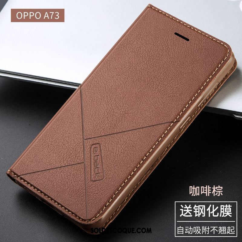 Coque Oppo A73 Noir Étui Incassable Étui En Cuir Protection Pas Cher