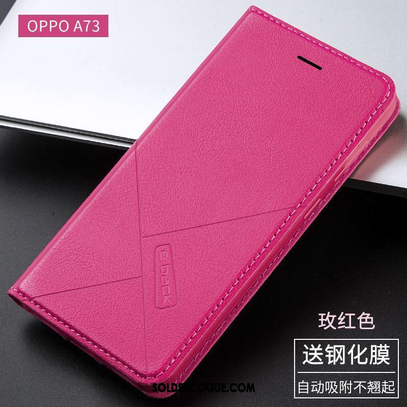 Coque Oppo A73 Noir Étui Incassable Étui En Cuir Protection Pas Cher