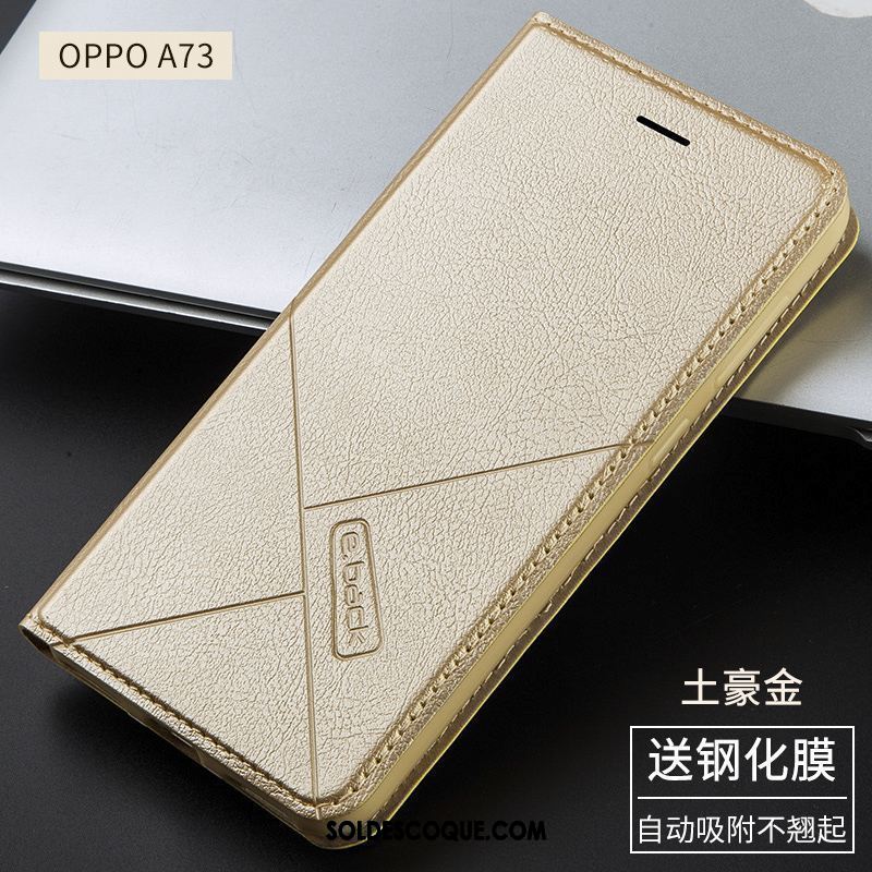 Coque Oppo A73 Noir Étui Incassable Étui En Cuir Protection Pas Cher