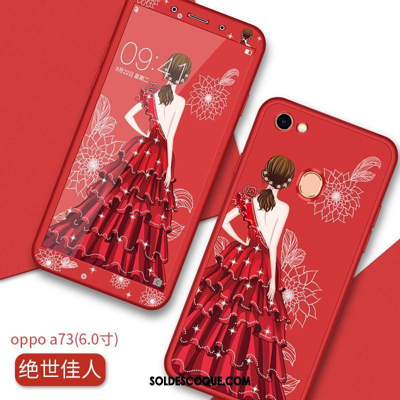 Coque Oppo A73 Protection Téléphone Portable Net Rouge Étui Fluide Doux Pas Cher