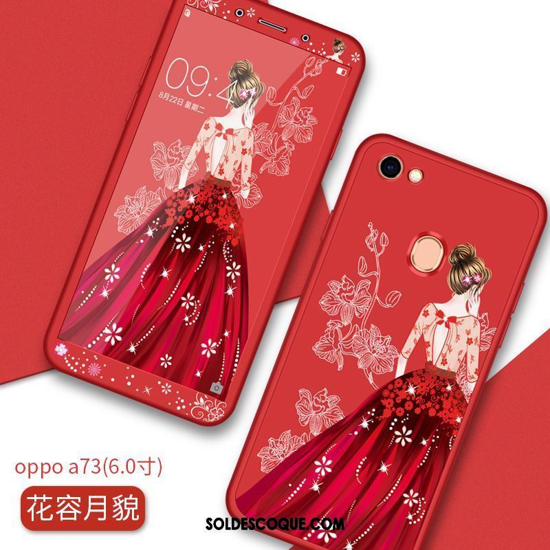 Coque Oppo A73 Protection Téléphone Portable Net Rouge Étui Fluide Doux Pas Cher