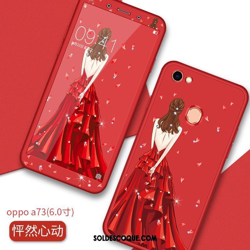 Coque Oppo A73 Protection Téléphone Portable Net Rouge Étui Fluide Doux Pas Cher